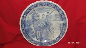 Piatto da parete 16" Royal Sphinx Boch Belgio blu, collezione cavalli e slitte - Foto 1 di 5