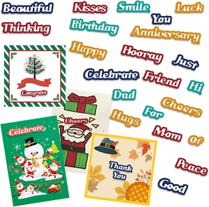 ORIGACH 27 Pieces Sentiments Words Metal Die Cuts Shadow Words Cutting Dies Sten - Picture 1 of 12