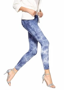 HUE U16184H Dark Blue Tie Dye Stretch Denim Skimmer Legging - MSRP $48 - Picture 1 of 3