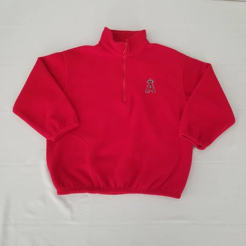 MLB Anaheim Angels Boys Hoodie Large 1/2 Zip Fleece Red  Stadium Collection A4 Cover