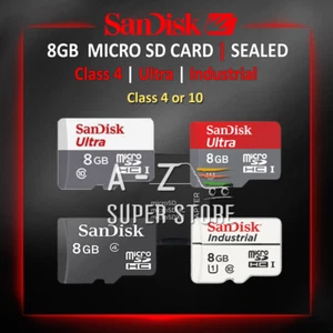 MICRO SD CARD 8GB SanDisk Ultra, Extreme, Pro Fast Memory Class 4 or 10 ORIGINAL - Picture 1 of 6