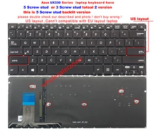 5 stud New US Backlit Keyboard for Asus ZenBook UX330C UX330CA UX330CAK UX330UA - Picture 1 of 4