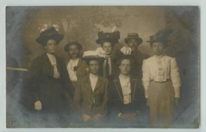 POSTCARD Group studio portrait early 1900s RPPC - Picture 1 of 2
