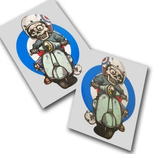 MODS SKULL RIDER Lambretta Vespa scooter motociclista motocicleta gráficos pegatinas x2 - Imagen 1 de 1