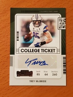 2022 Contenders Draft College Ticket Auto #36 Trey McBride CSU TE - Image 1 of 2