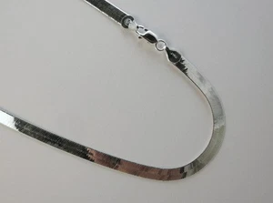 5.5mm Sterling Silver Herringbone Necklace .925 Italian, 7,8,16,18,20,22,24,30" - Picture 1 of 2