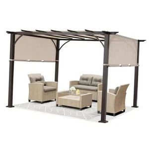 10' X 12' Outdoor Retractable Pergola with Adjustable Roof, Metal Patio - Picture 1 of 7