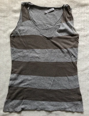 Top Fabiana Fillipi Sin Mangas Mezcla de Algodón Gris Rayas Talla M Hecho en Italia Foto 1 de 4