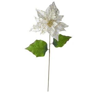 Northlight 24-Inch White and Gold Artificial Christmas Poinsettia Flower - Picture 1 of 4