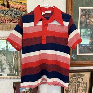 Camisa Polo Vintage RARA Años 70 Colorida Tela Terry Abotonada Talla M/L - Imagen 1 de 5