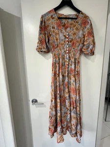Talisman Women's Elastic Waist Dress V-Neck Floral Print Size Small - Picture 1 of 9