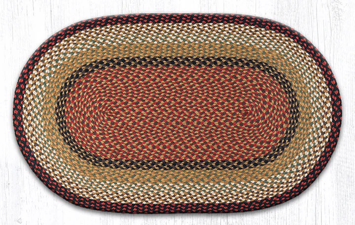Earth Rugs C-19 Burgundy Mustard Oval Braided Rug 27" x 45" - Image 1 of 1