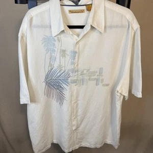 the HAVANERA Co Casual SS Shirt Mens XXL Cream Linen Rayon Blend Floral Cuban - Picture 1 of 4