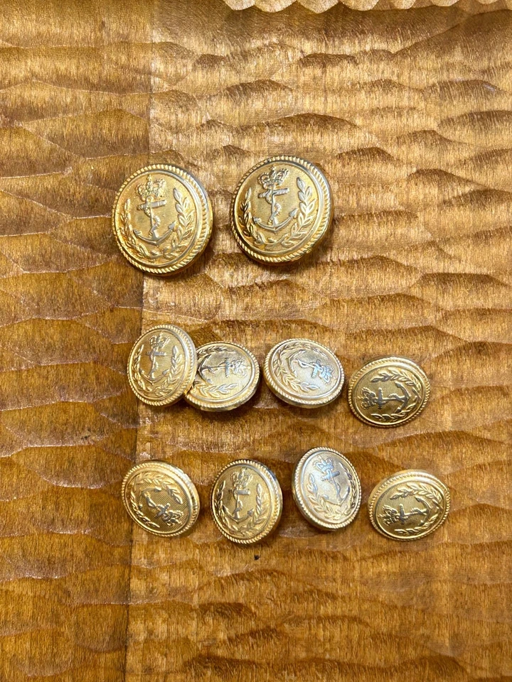 Lands End vintage gold metal crown anchor blazer replacement button set 10 - Image 1 of 3