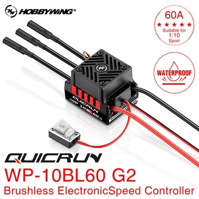 HobbyWing QuicRun WP RC 60A ESC Brushless Sensorless 6V/3A BEC for 1/10 RC Car - Image 1 of 4
