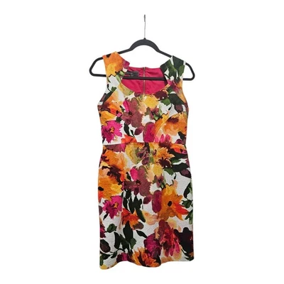 Donna Ricco Sheath Dress Womens 6 Sleeveless Multi Floral Knee Length Lined READ - Image 1 of 4