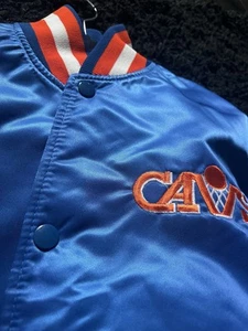 New Vintage 90s Cleveland Cavaliers Satin Starter Bomber Jacket NBA Blue Size M - Picture 1 of 7