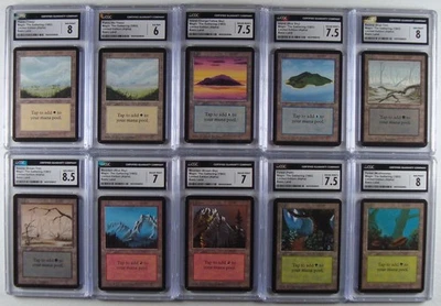 Complete Set of (10) 1993 Magic the Gathering Alpha Edition Lands CGC 6 - 8.5 - Image 1 of 3