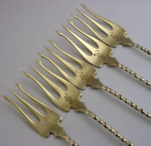 5 AMERICAN STERLING SILVER PICKLE FORKS WHITING c1900 ANTIQUE - Picture 1 of 5