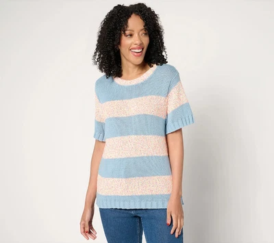 Suéter Peace Love World Manga Corta Neón Azul Rosa 1X Foto 1 de 2