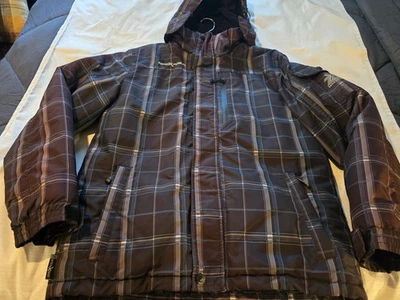 Abrigo chaqueta de invierno para hombre talla S ZeroXposur marrón/gris a cuadros usado en excelente estado Foto 1 de 4