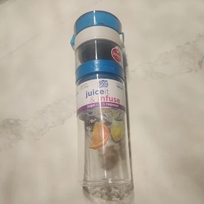 COOL GEAR FLAVOR INFUSER ON THE BO BOTTLE 28 FL OZ - CLEAR AND BLUE - NEW - Image 1 of 4