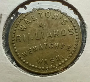 Walton's Billiards - Wenatchee, Washington - 5 Cent Trade Token / Coin - - Picture 1 of 2