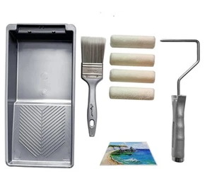 Small Paint Roller Set with Short Nap Roller Covers, 2 inch Paint Brush and M... - Picture 1 of 7