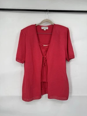 St. John Santana Tejido 2 Piezas Top Chaqueta Conjunto Madura Minimalista Mujer M/12 Rosa Foto 1 de 4