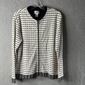 Chicos Travelers Jacket Womens 12 Striped Zip Front Lightweight Stretch Blazer - Picture 1 of 7