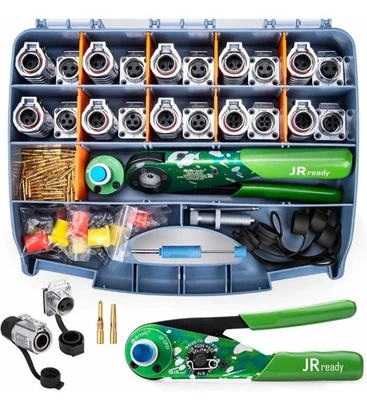 JRready IP68 Circular Connector Kit with Crimp Tool NEW-AS1G (M22520/1-01 Equal) - Image 1 of 4