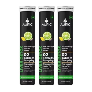 Auric Liver Detox Effervescent Fizzy Water with 10 Ayurvedic Herbs (60 tablets) - Picture 1 of 8
