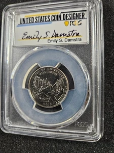 🌟 2019-W PCGS MS65 Quarter Frank Church River First Week Emily Damstra SIGNED - Picture 1 of 2