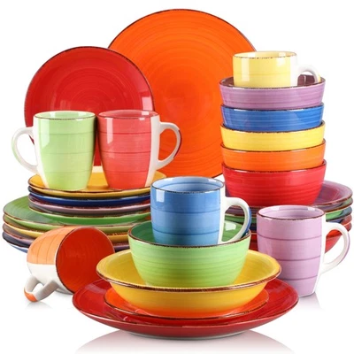 vancasso Stoneware Dinnerware Set Colourful Plates Bowls Tableware Handpainted - Image 1 of 4
