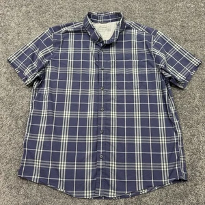 Eddie Bauer Shirt Mens XL Blue Purple Plaid Short Sleeve Button Down Classic - Picture 1 of 6