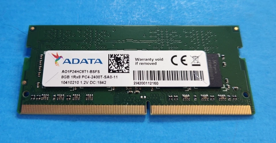 ADATA 8GB 1Rx8 PC4-2400T-SA0-11 DDR4 Laptop SODIMM RAM Memory AO1P24HC8T1-BSFS - Image 1 of 1