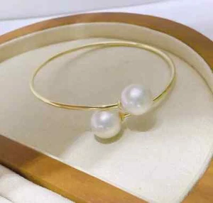NUEVO Precioso Brazalete AAA 10-11mm Mar del Sur Perla Blanca 925S - Imagen 1 de 4