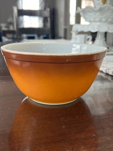 Cuenco mezclador vintage Pyrex Old Orchard #402 años 70 marrón ombre 1 1/2 cuarto - Imagen 1 de 8