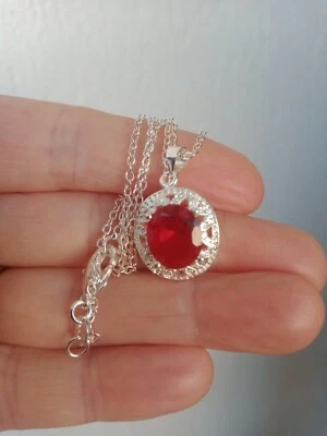 Collana ciondolo autentico rubino naturale con GARANZIA argento 925 NUOVA - Immagine 1 di 4