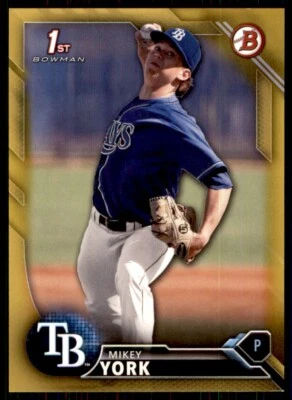 2016 Bowman Gold Mikey York 07/50 Tampa Bay Rays - Image 1 of 2