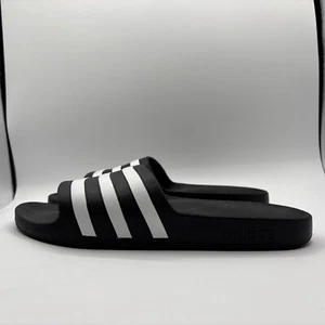 Adidas Adilette Mens Size 13 Sandals Black White Slides Core Comfort F35543 NEW - Picture 1 of 16