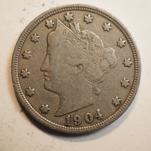 1904 LIBERTY HEAD 5 CENTS *AKA V NICKEL* - FREE SHIPPING! - A3001 Cover