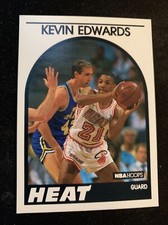 1989-90 NBA Hoops Rookie RC Card #41 Kevin Edwards Miami Heat NmMt Free Ship!