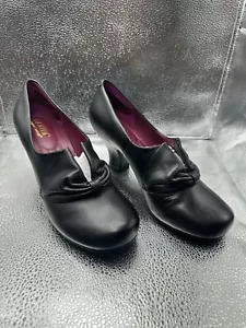 Hotter Donna Black Suede Retro Style 40s 50s Court Shoes Size 7 Standard - Picture 1 of 7