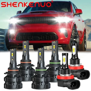 For Dodge Durango 2016-2020 6000K LED Headlight Hi-Lo Beam Fog Light Bulbs Kit - Picture 1 of 22