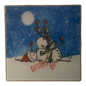Taglio in vetro temperato quadrato 8 pollici ""Dal basso verso l'alto"" pupazzi di neve~Natale~Regalo - Foto 1 di 1