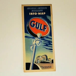 VTG 1940 GULF OIL CO. ARKANSAS,LOUISIANA,MISSISSIPPI INFO-MAP  - Picture 1 of 6