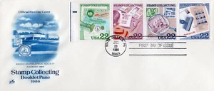 1986 #2201a STAMP COLLECTING BOOKLET PANE OVERSIZE FDC ART CRAFT CACHET UA GEM! - Picture 1 of 1
