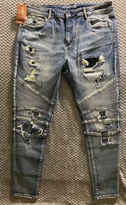Crysp Denim Herren Distressed Jeans Größe 40x32 Neu Mit Etikett  - Bild 1 von 14