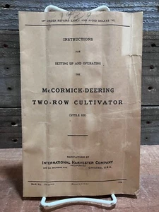McCormick Deering Two-Row Cultivator Style UD Instruction Operating Repair Parts - Picture 1 of 4